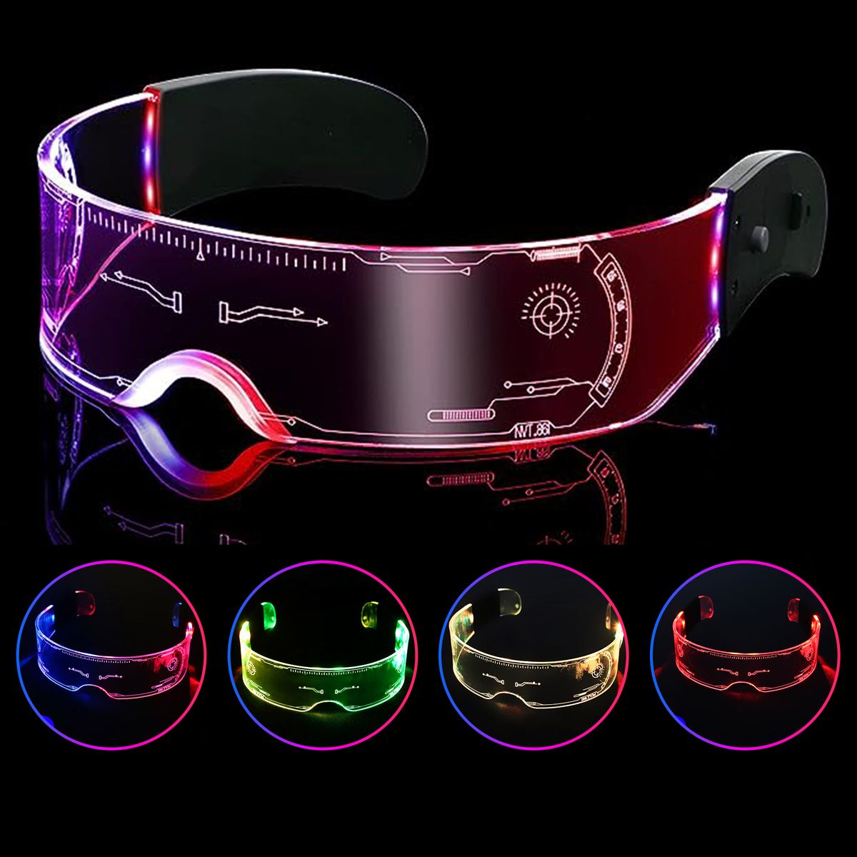 Futuristic LED Luminous  7 Color Party Glasses