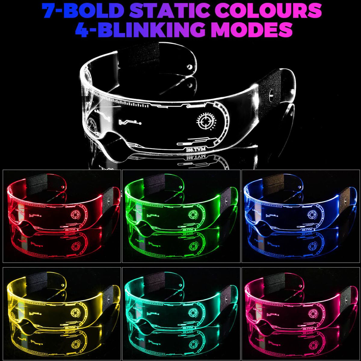 Futuristic LED Luminous  7 Color Party Glasses