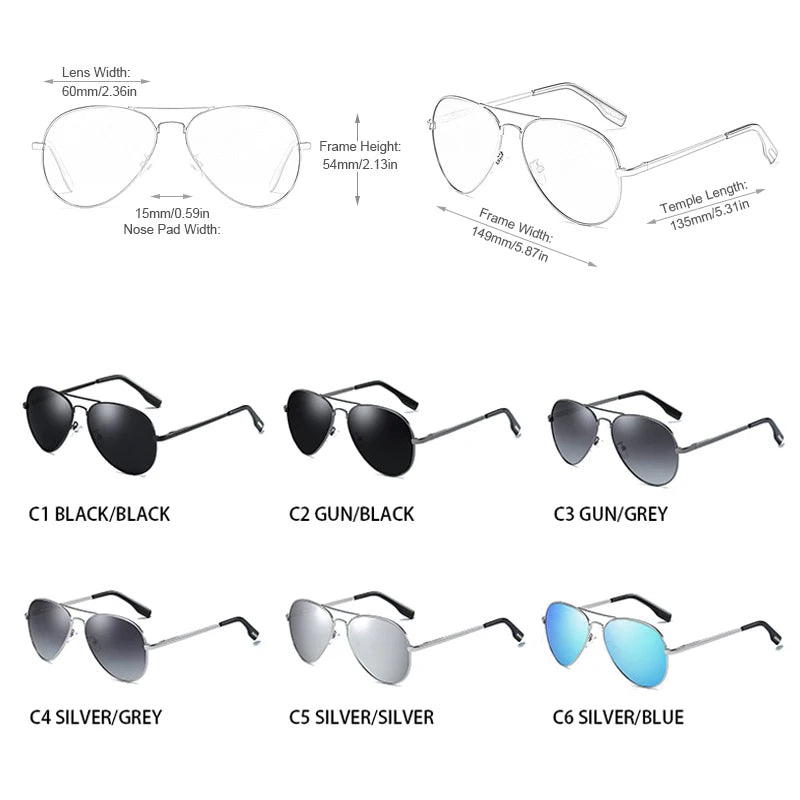 Classic Pilot Polarized Sunglasses for Men