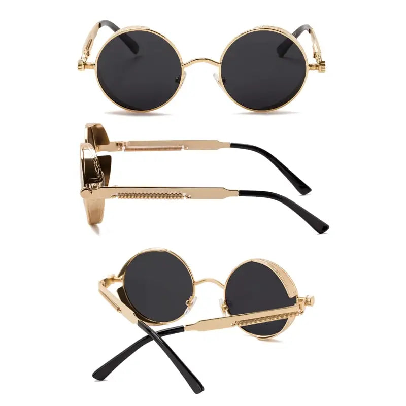 Vintage Round Steampunk Polarized Sunglasses