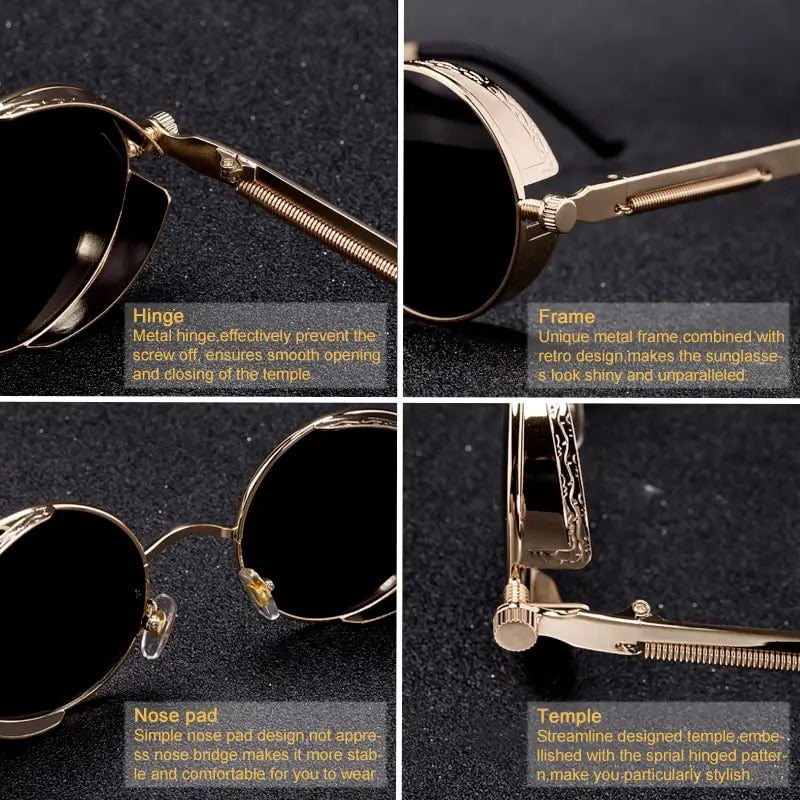 Vintage Round Steampunk Polarized Sunglasses