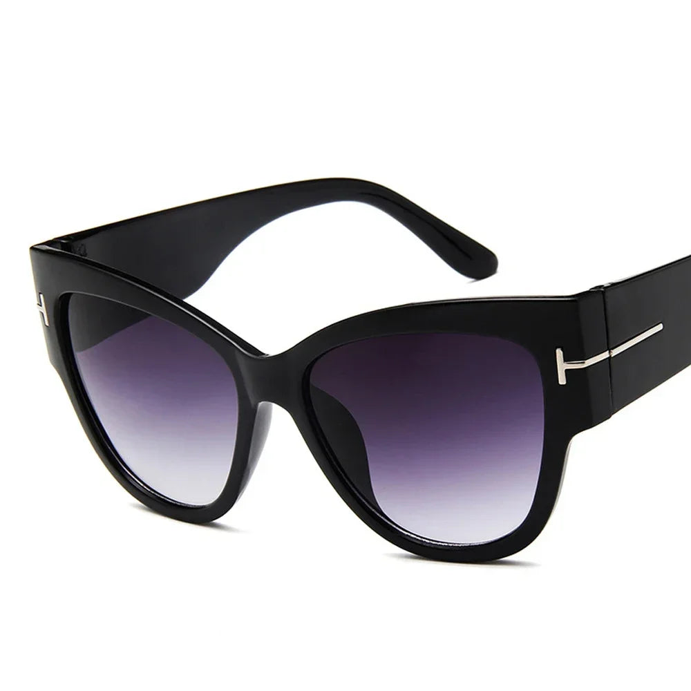 Luxury Black Cat Eye Oversized Sunglasses