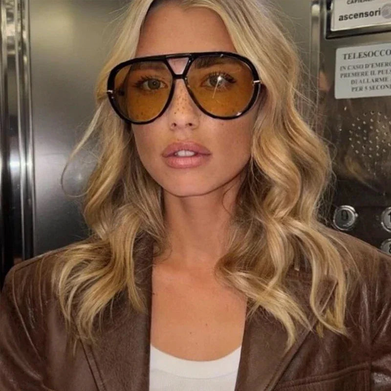 Bold Oversized Yellow Lens Sunglasses