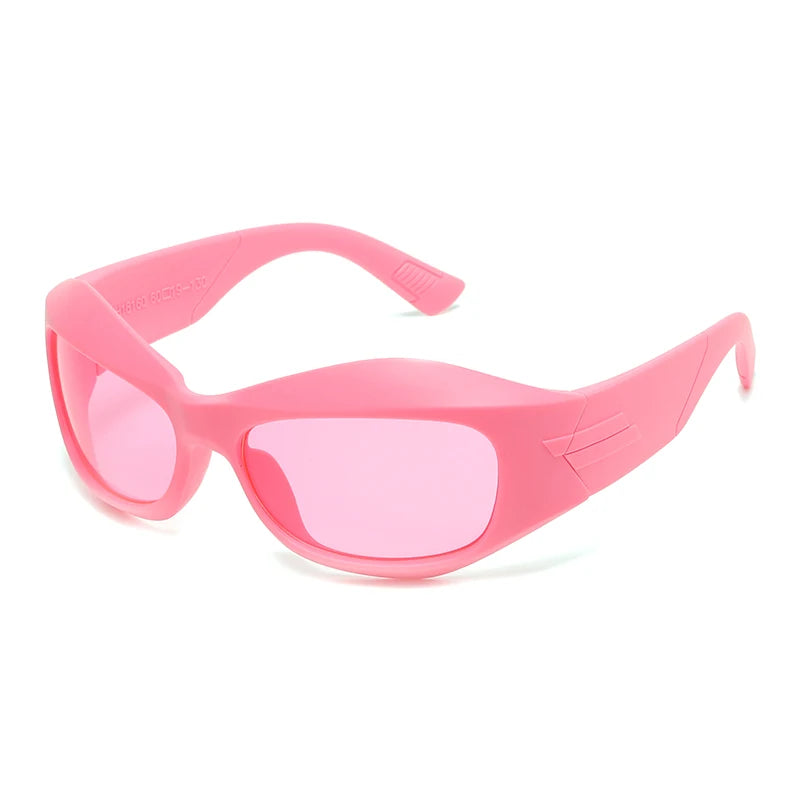 Pink sunglasses with pink lenses on a white background