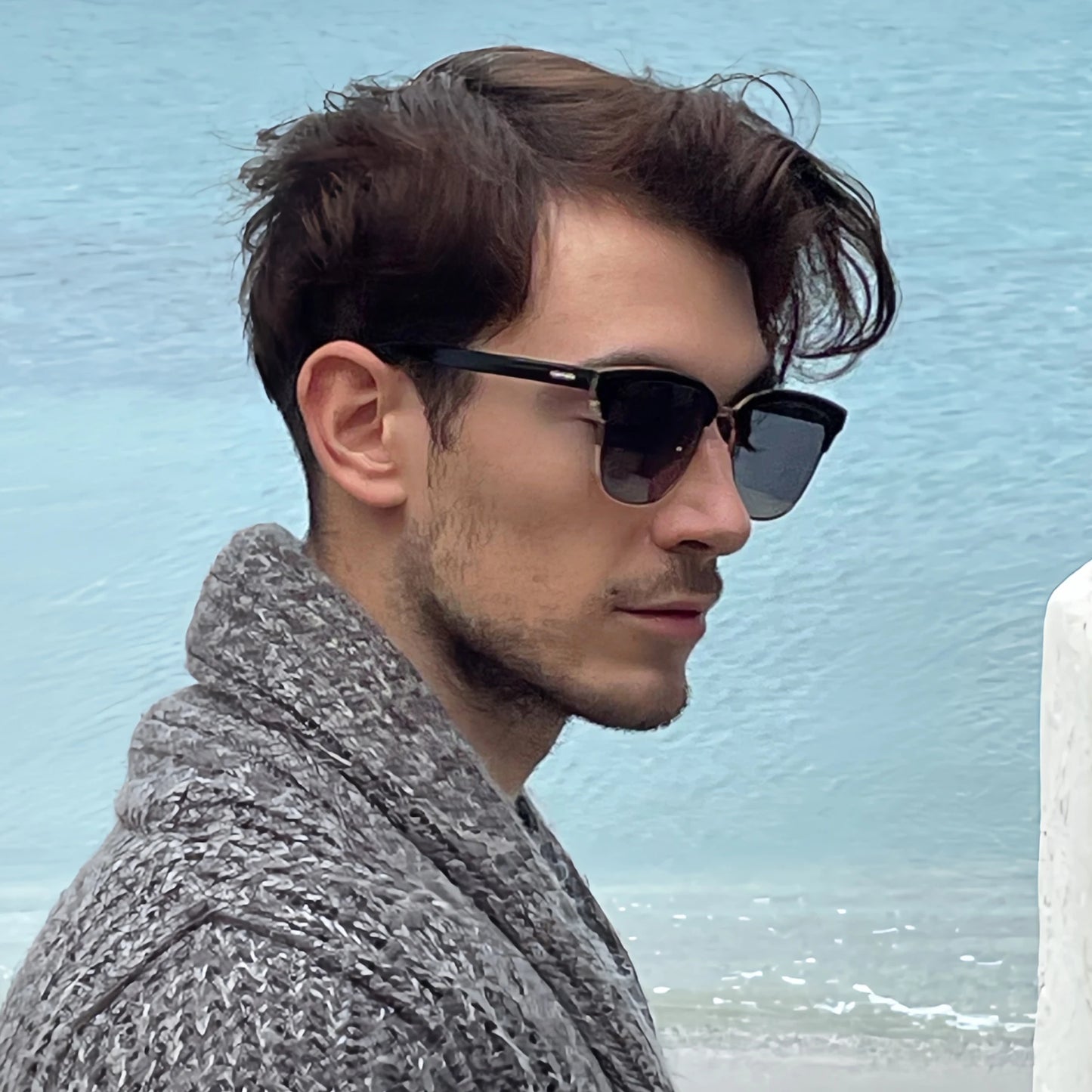 Trendy Metal & Acetate Square Sunglasses