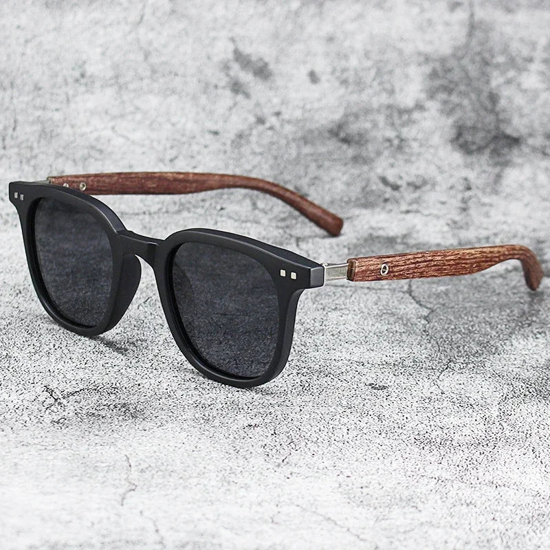 Retro Wood Grain Polarized Sunglasses