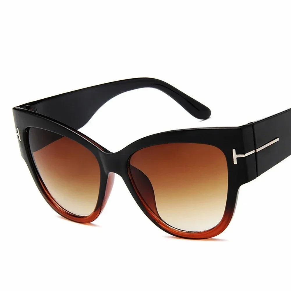 Luxury Black Cat Eye Oversized Sunglasses