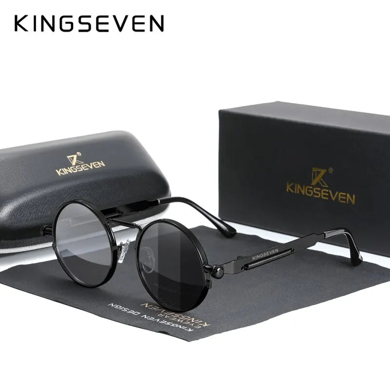 KINGSEVEN Steampunk Round Sunglasses