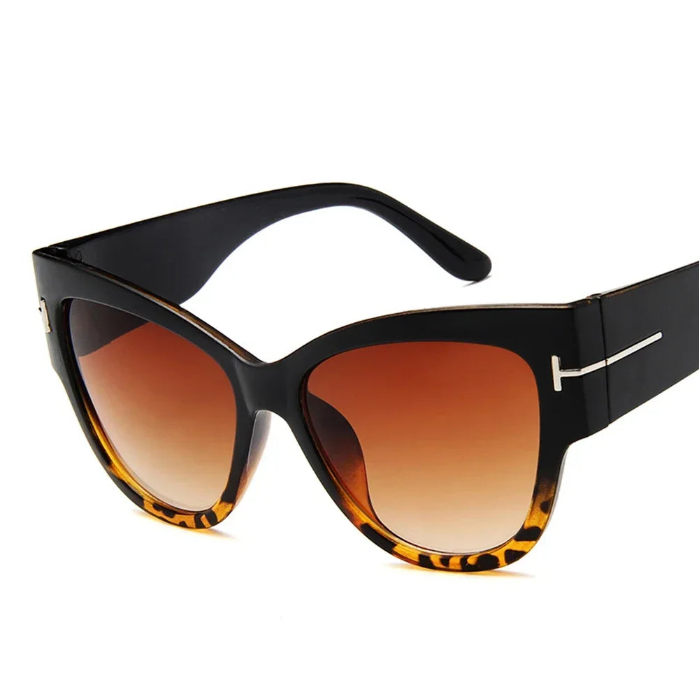 Luxury Black Cat Eye Oversized Sunglasses