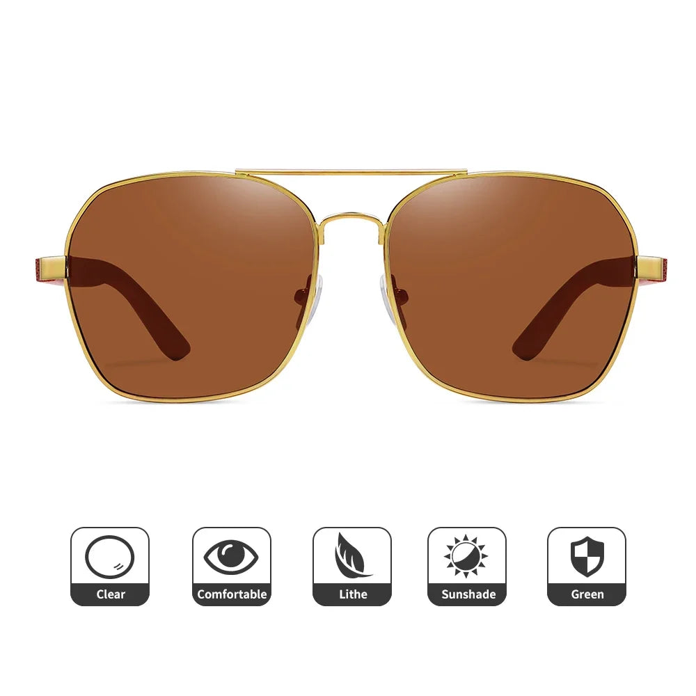Retro Metallic Square Sunglasses