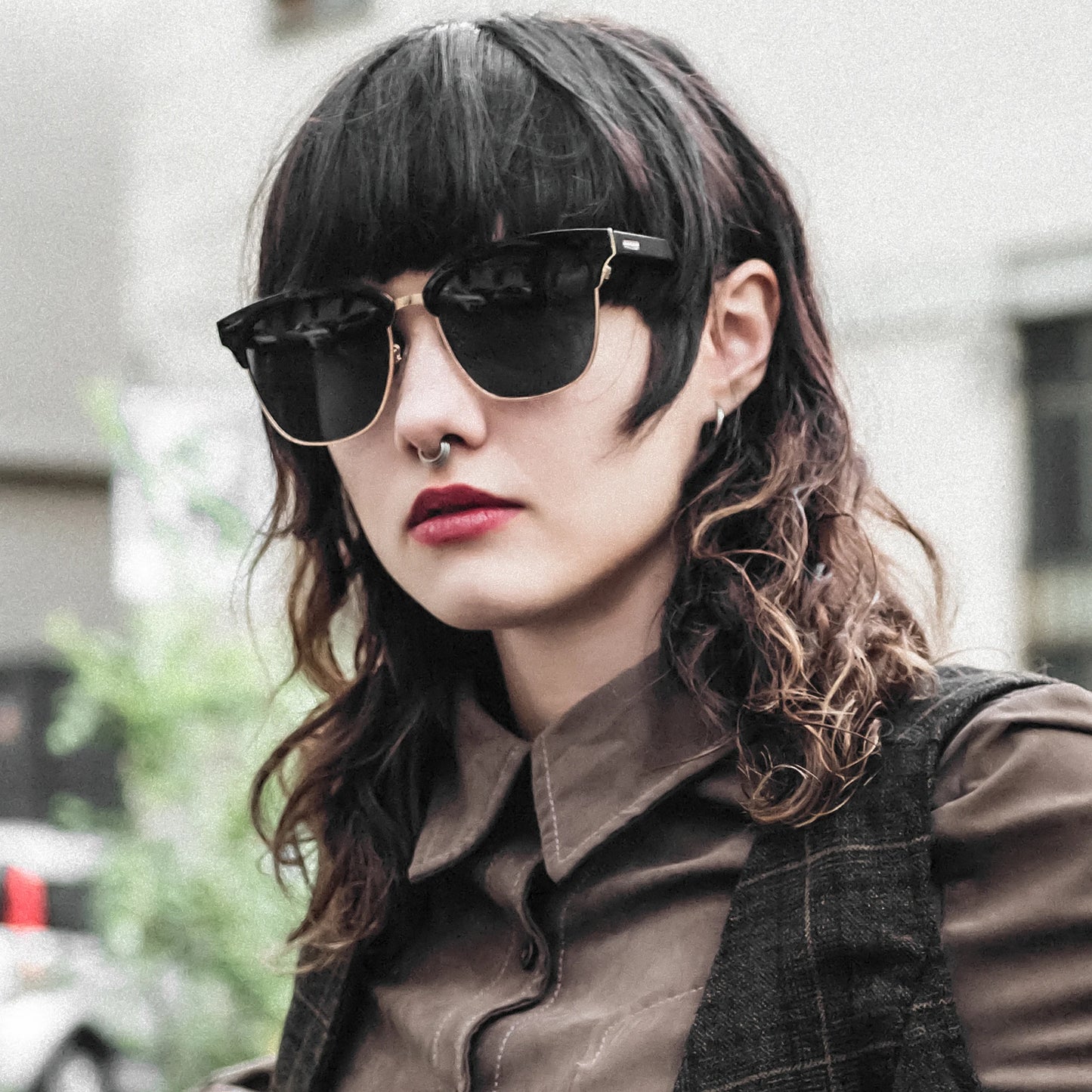 Trendy Metal & Acetate Square Sunglasses
