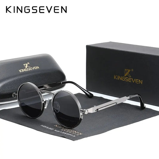 KINGSEVEN Steampunk Round Sunglasses