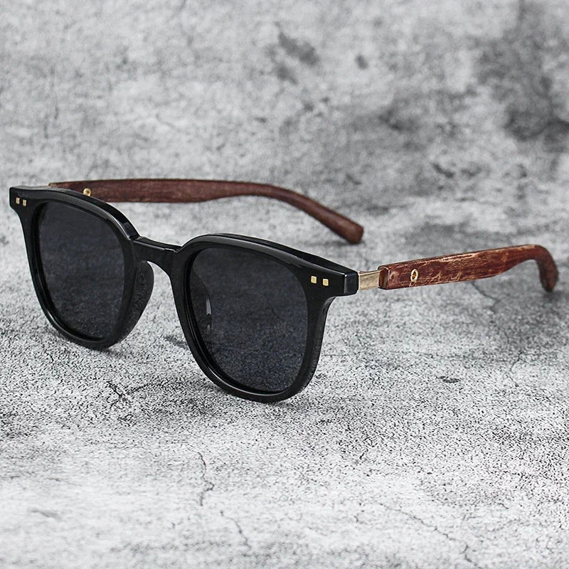 Retro Wood Grain Polarized Sunglasses