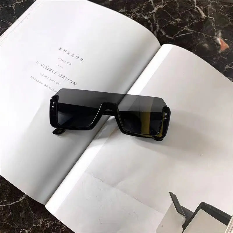Vintage Half-Frame Square Sunglasses