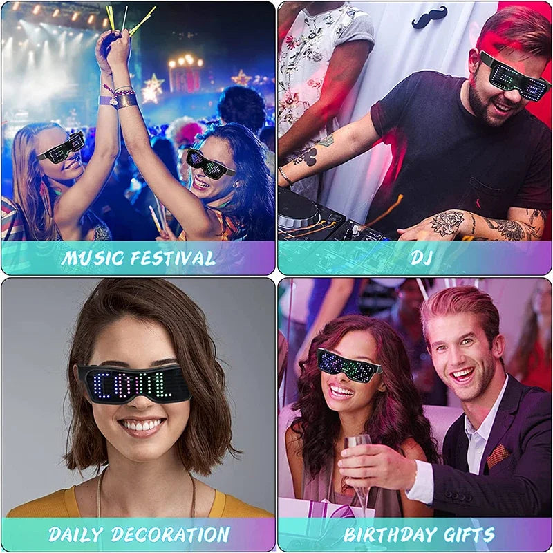 LED Bluetooth DIY Multilingual Text Graffiti Glasses