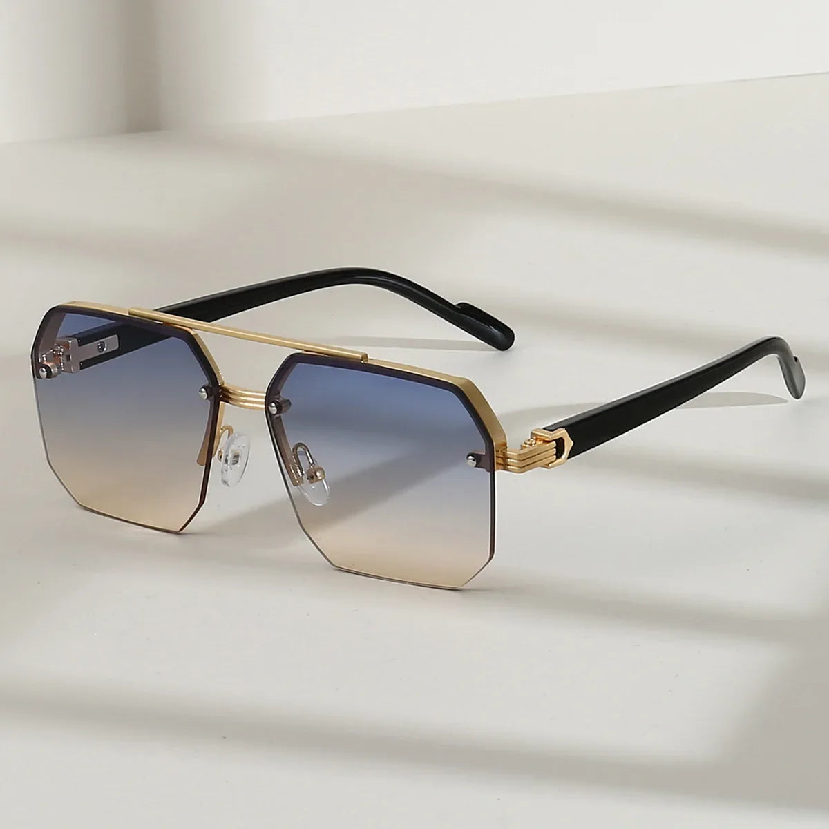 Men’s Square Metal Sunglasses – Half Frame Retro Fashion