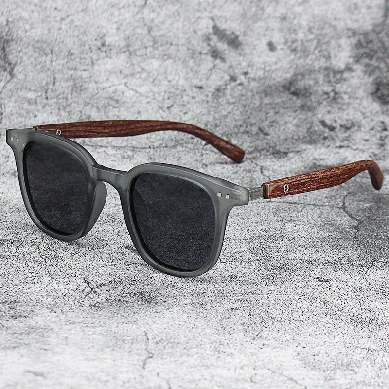 Retro Wood Grain Polarized Sunglasses