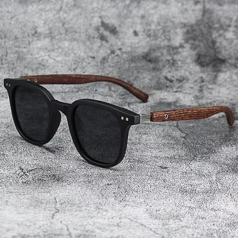 Retro Wood Grain Polarized Sunglasses