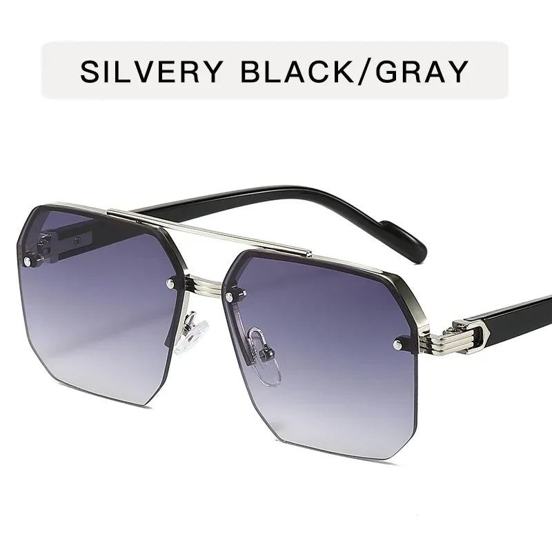 Men’s Square Metal Sunglasses – Half Frame Retro Fashion