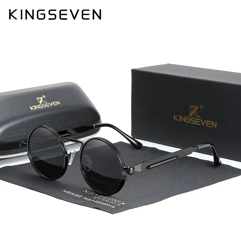 KINGSEVEN Steampunk Round Sunglasses
