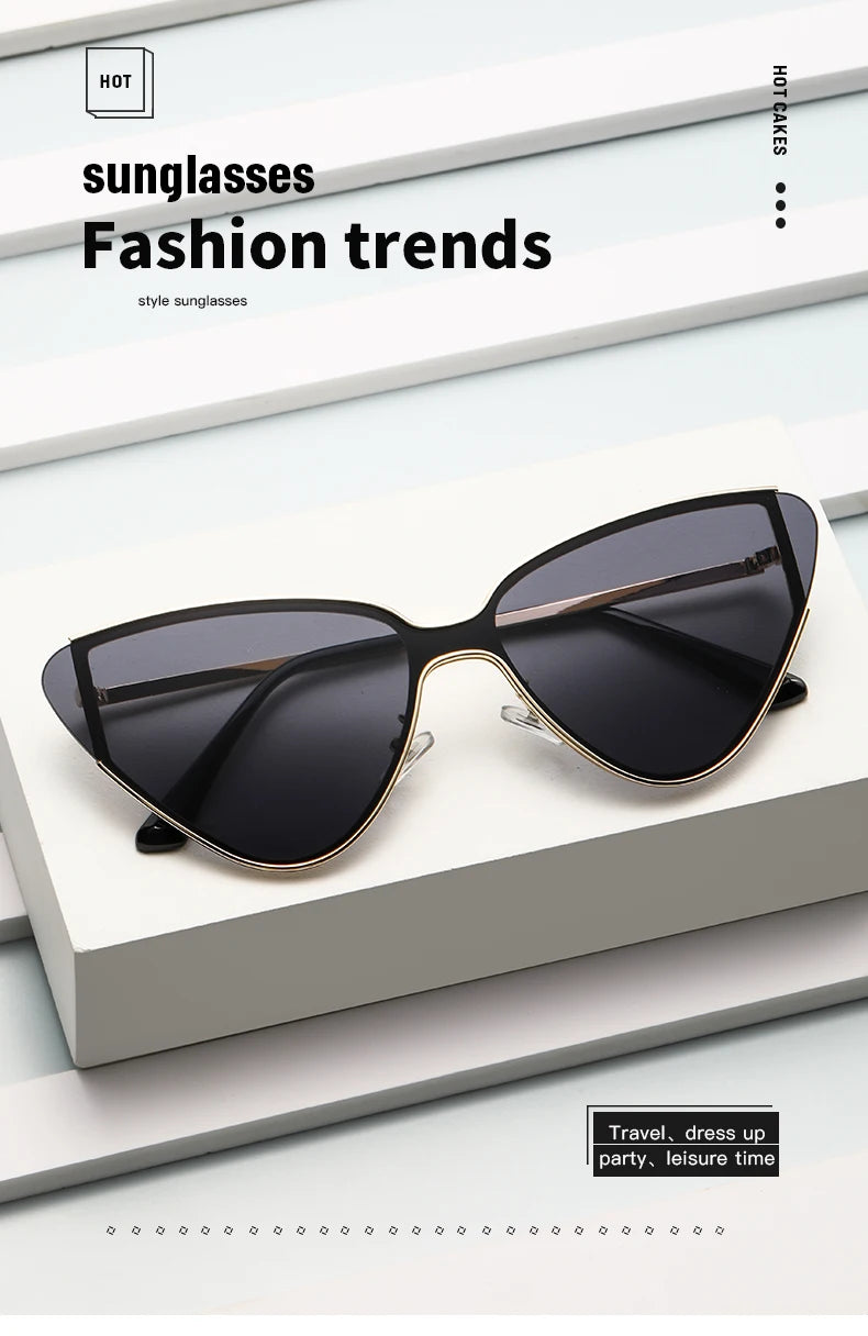 Luxury Metal Punk Cat Eye Women's Sunglasses