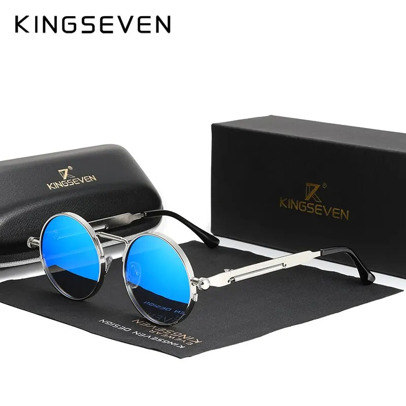 KINGSEVEN Steampunk Round Sunglasses