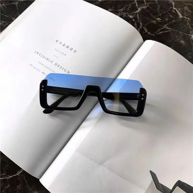 Vintage Half-Frame Square Sunglasses
