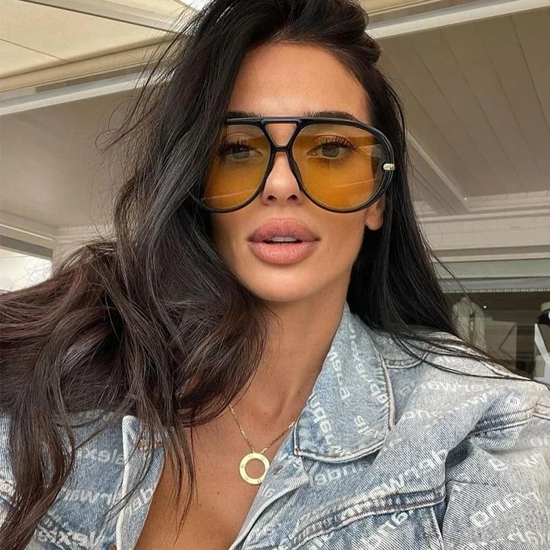 Bold Oversized Yellow Lens Sunglasses