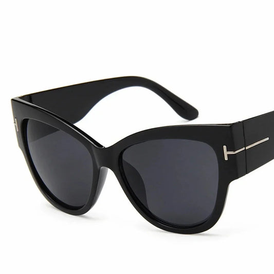 Luxury Black Cat Eye Oversized Sunglasses