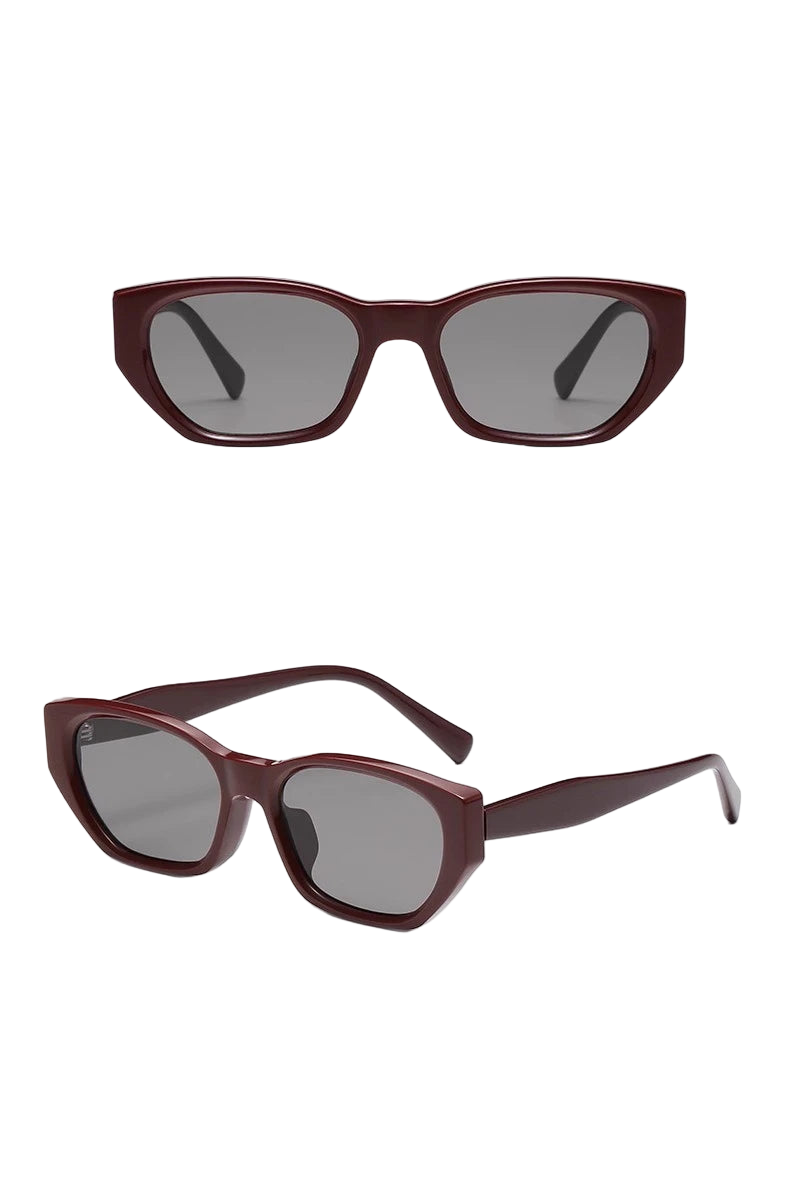 Trendy Retro Burgundy Sunglasses