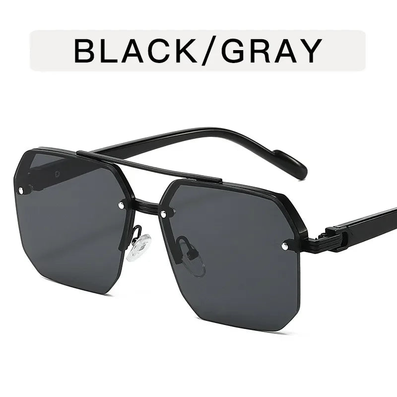 Men’s Square Metal Sunglasses – Half Frame Retro Fashion