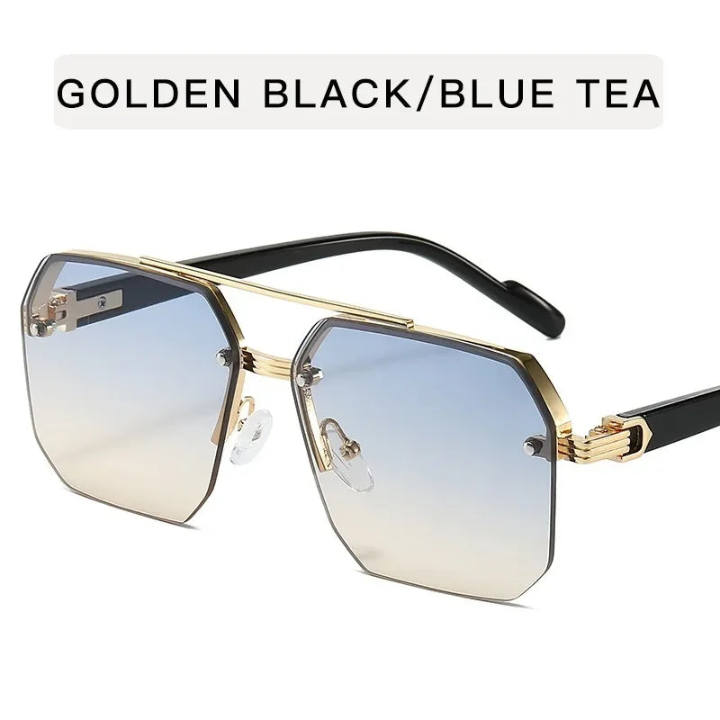 Men’s Square Metal Sunglasses – Half Frame Retro Fashion