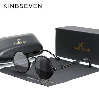 KINGSEVEN Steampunk Round Sunglasses