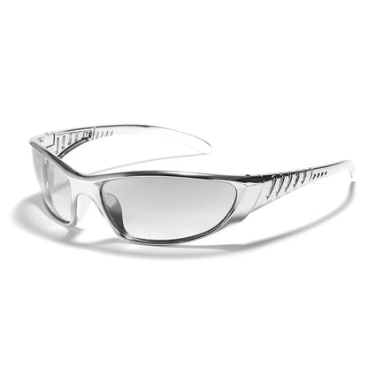 Y2K Silver Sunglasses – Futuristic Hollow Out Trend