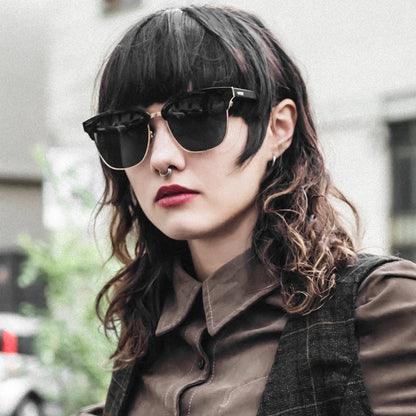 Trendy Metal & Acetate Square Sunglasses