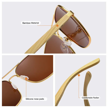 Retro Metallic Square Sunglasses