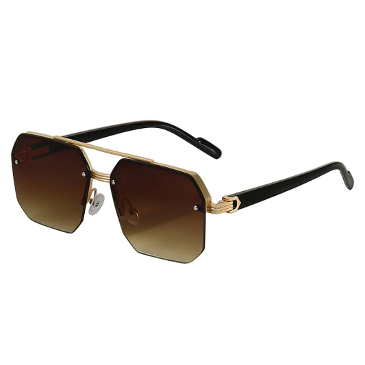 Men’s Square Metal Sunglasses – Half Frame Retro Fashion