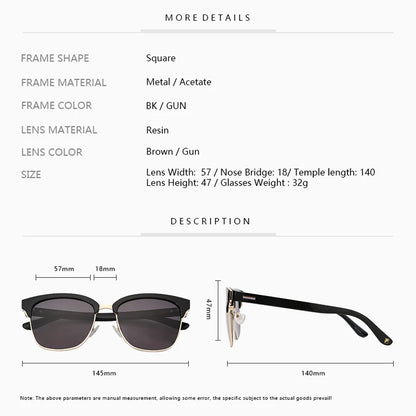 Trendy Metal & Acetate Square Sunglasses
