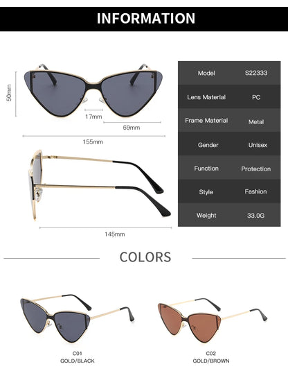 Luxury Metal Punk Cat Eye Women's Sunglasses