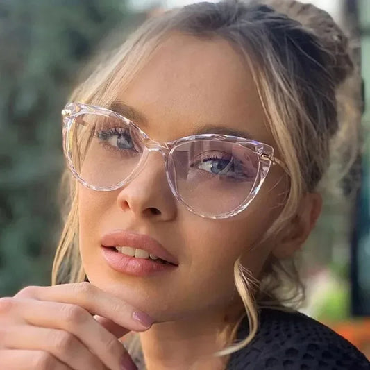 Cat Eye Sunglasses Trendy Transparent Frame