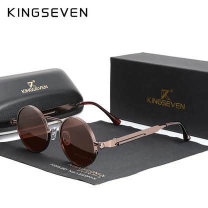 KINGSEVEN Steampunk Round Sunglasses