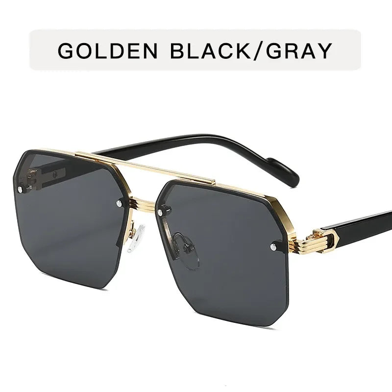 Men’s Square Metal Sunglasses – Half Frame Retro Fashion
