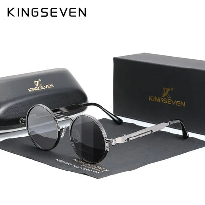 KINGSEVEN Steampunk Round Sunglasses