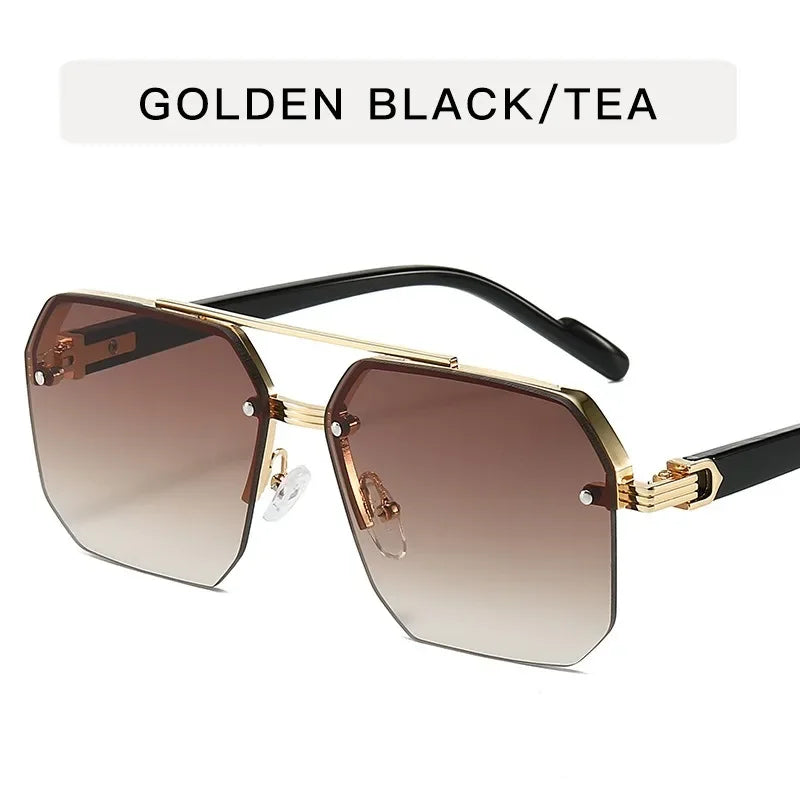 Men’s Square Metal Sunglasses – Half Frame Retro Fashion